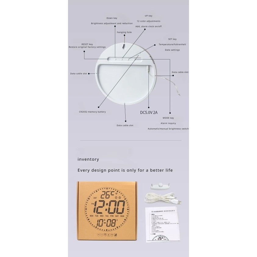 LED Digital Wall Clock Large Screen Temperature Date Day Display Smart Wifi , Tuya / Smart Life